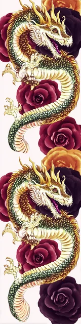 Free dragon bookmark featuring two dragons wrapped around roses